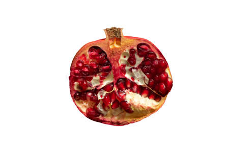 cut pomegranate on a white background close upの写真素材