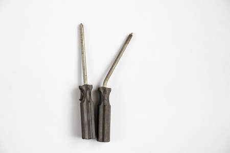 screwdriver old close up on white background