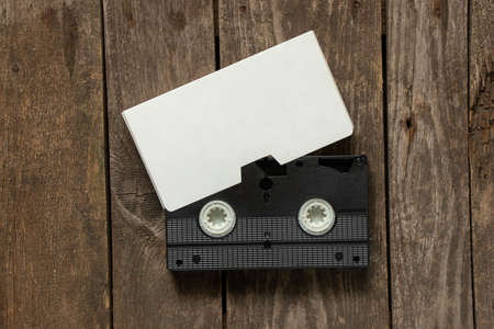 DVD cassette with white cover close up, technology, old cassetteの写真素材