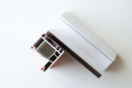 aluminum window frame as a sample, sectional window, painted window profile from the factory