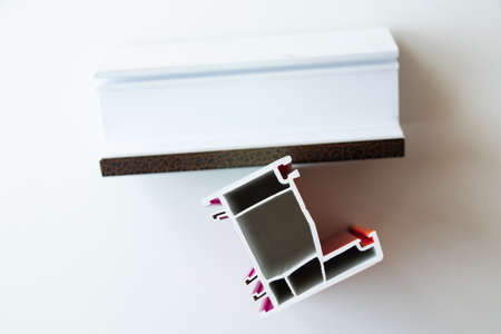 aluminum window frame as a sample, sectional window, painted window profile from the factoryの写真素材