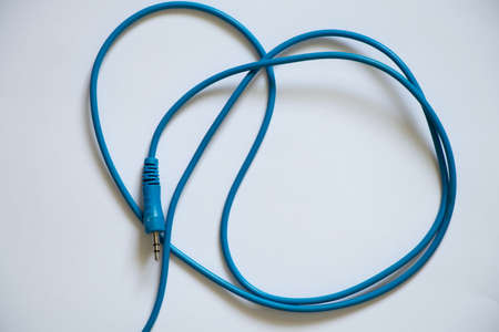 blue cable on white background, cableの写真素材