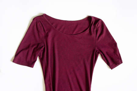 women's red dress lies on a white background, red dressの写真素材