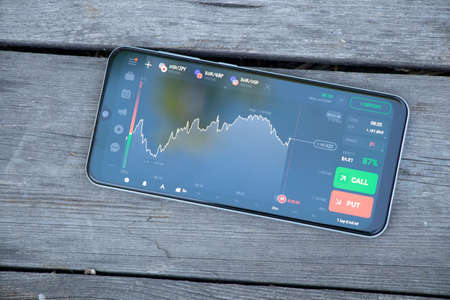 Ukraine Dnepr 7.09.2021 - Investment platform, stock exchange, application for earning moneyのeditorial素材