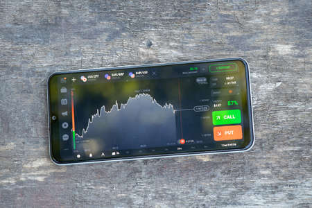 Ukraine Dnepr 7.09.2021 - Investment platform, stock exchange, application for earning moneyのeditorial素材