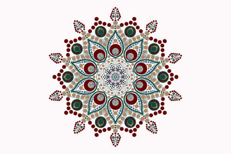 colored mandala of their dots of different colors. decorative ornament in ethno-oriental style. multicolored mandala, work of artの写真素材