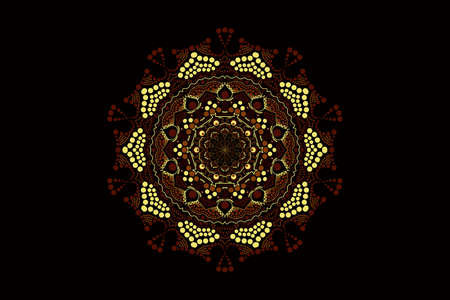 colored mandala of their dots of different colors. decorative ornament in ethno-oriental style. multicolored mandala, work of artの写真素材
