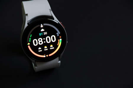 Ukraine Dnipro 11/30/2021 - Smart watch Samsung Galaxy Watch 4.40 mm on an isolated background, new...