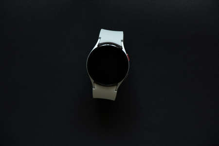 Ukraine Dnipro 11/30/2021 - Smart watch Samsung Galaxy Watch 4.40 mm on an isolated background, new watch, smart watchのeditorial素材