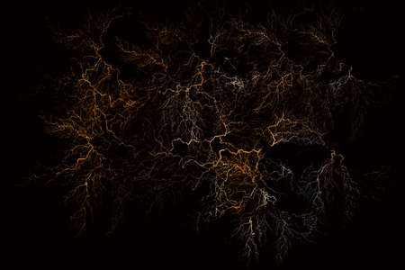 the image of a lion from the texture of lightning on a black background, artwork, abstraction from...