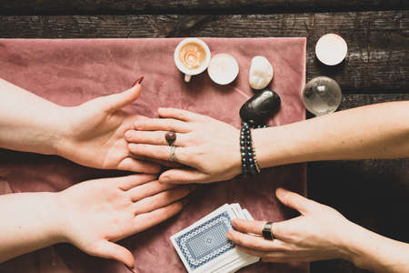 tarot fortune teller, magic and the occult, occult sciences, divination and predictions, witchの写真素材