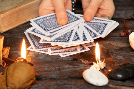 tarot fortune teller, magic and the occult, occult sciences, divination and predictions, witchの写真素材