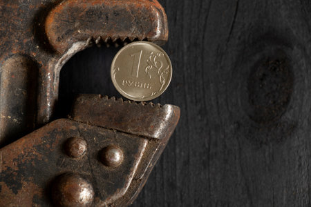 The gas key holds the Russian ruble, the collapse of the ruble, sanctions against Russia, the economic crisis in Russia and lossesの写真素材