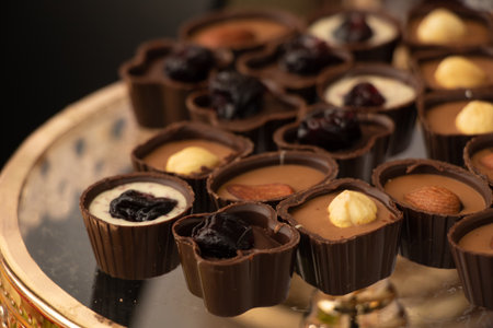 assorted chocolates on a plate, dessertの写真素材