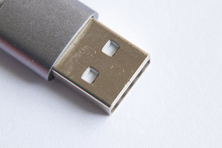 usb cable on an isolated background macroの写真素材