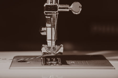 new sewing machine close-up at homeの写真素材