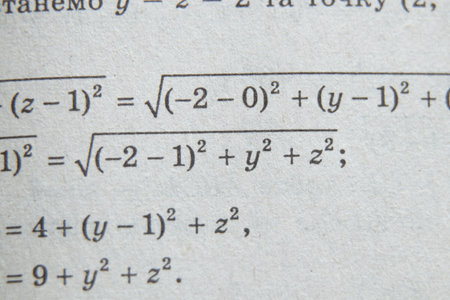 algebra equation on old book page as background, algebra homeworkの写真素材