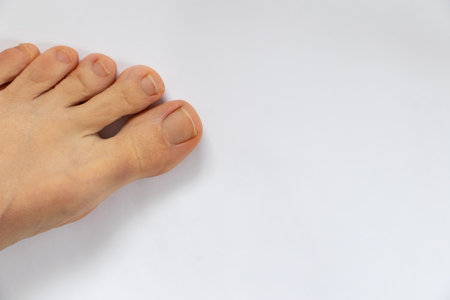 female legs on a white background close-upの写真素材