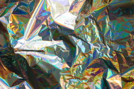 multicolored foil with folds as backgroundの写真素材