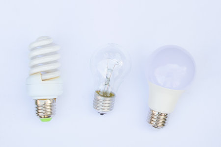 energy saving light bulb on white background close-upの写真素材