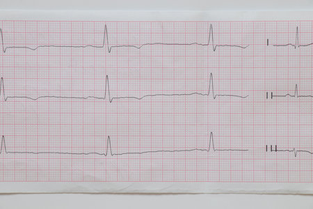 The cardiogram lies on a white background, diagnosis and examination of the heart