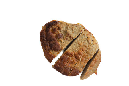 fried chopped cutlet on a white plateの写真素材