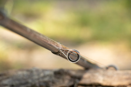 Fishing rod close-up and line ring ,hobby and leisureの写真素材