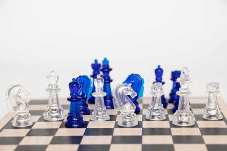Transparent chess on a chessboard , chess game and hobbyの写真素材
