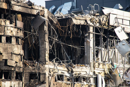 A shopping center was blown up by a Russian rocket in the city of Dnipro in Ukraine during a massive...