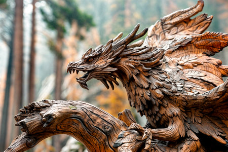 Wooden dragon year 2024 according to the Chinese calendar, year of the wood dragon 2024の写真素材