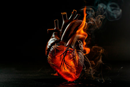 Human heart on a dark background close-up, human cardiovascular system, health and medicine, healthy...