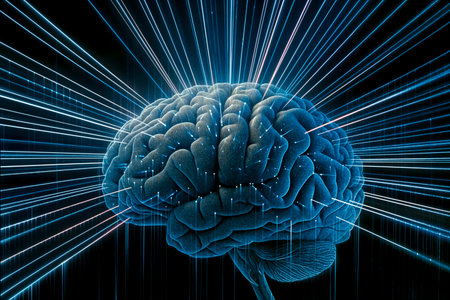 Human brain on a dark background close up, higher intelligence and reason, health and medicine