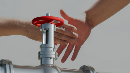 3d model of gas pipe with pressure valveの写真素材