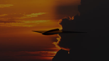 3D model of military combat drone in the sky, air attack