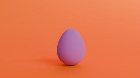 3d model of purple Easter egg on orange background background as example,Easter egg