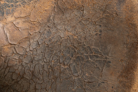 Old cracked brown leather, texture close upの写真素材