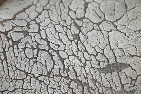 Cracked white surface close-up as background texture , cracksの写真素材