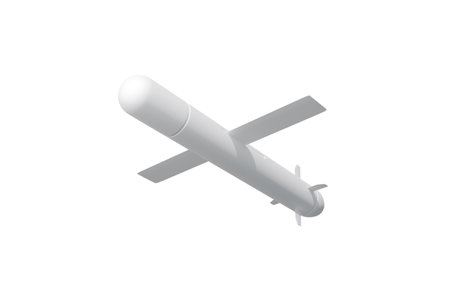 3D visualization of hypersonic missile on white background for military and aerospace projects, white missileの写真素材