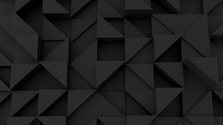 3D background black geometric shapes of different heights with shadows for backgrounds, wallpapers...