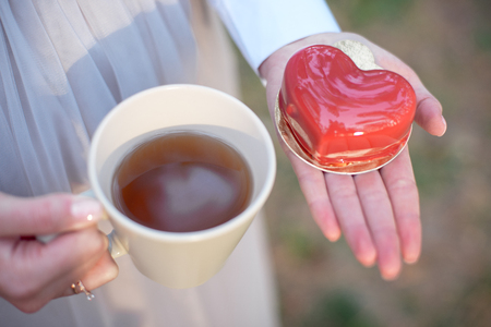 Cake in the form of heart Valentines Dayの写真素材