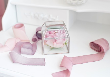 Elegant decorated box for wedding rings.