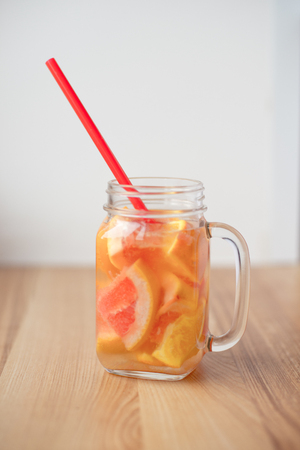 Mason jar with lemonade.の写真素材