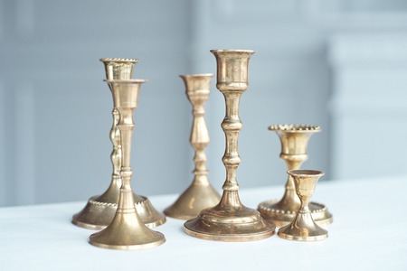 Set of Vintage Brass Candlesticks.の写真素材