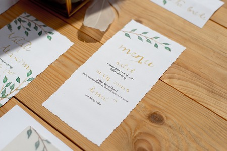 Wedding invitation as a decorated letter in an envelope in the style of boho.の写真素材