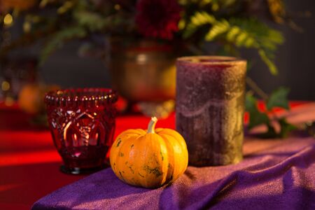 Buffet table with sweets and drinks, cooked and decorated in honor of Halloween.の写真素材