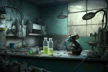 Laboratory equipment and tools used in animal research, Animal testing and research in a laboratory, AI Generativeの素材
