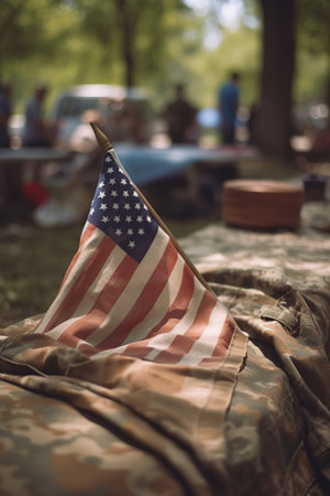 American national flag outdoor, Memorial Day, Independence day Celebrating, AI Generative.の素材