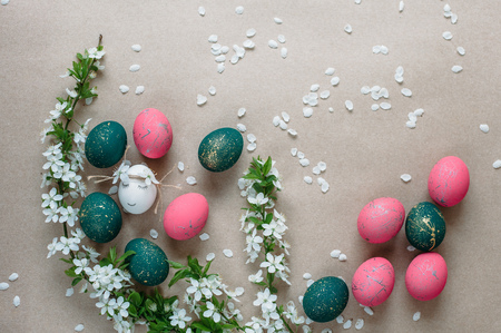 Background with easter eggsの写真素材