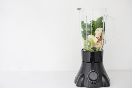 blender juice green smoothies apples spinach bananasの写真素材
