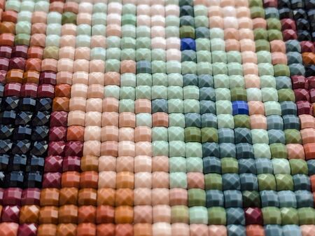 Close-up, colorful square diamond embroidery bright. Hobbies and entertainment.の写真素材